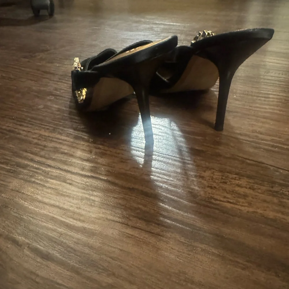 Ted Baker Black Satin Heels with Crystal Embellishment - Picture 8 of 8